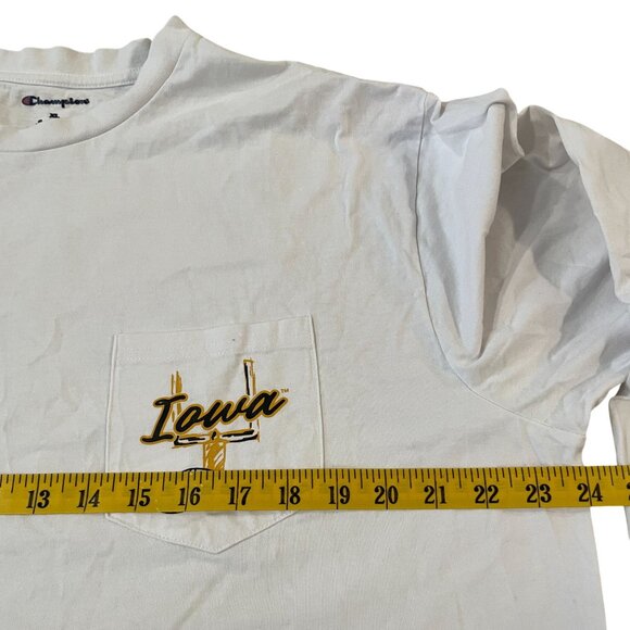 Iowa Hawkeyes Football Champion Long Sleeve T-Shirt Men's XL White Pocket T - Picture 3 of 6